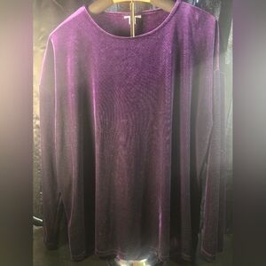 J Jill Purple Velvet Long Sleeve Top Sz L .